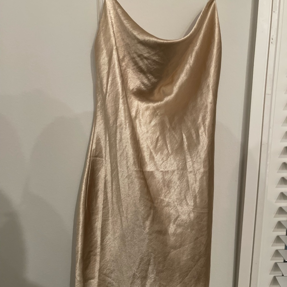 AKIRA Metallic Champagne Slip Dress